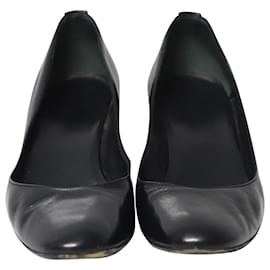 Gucci-Zapatos de tacón de cuña con G entrelazada de Gucci en cuero negro-Negro