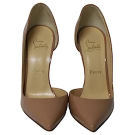Christian Louboutin-Christian Louboutin Iriza D'orsay Pumps in Nude Patent Leather-Flesh