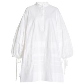 Victoria Beckham Vestido Mini Camisa de Popeline de Algodão Branco Branco