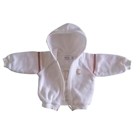 Baby Dior-vest 6 months in white fleece with colored facings-Brown,White,Peach,Light brown,Caramel,Chocolate