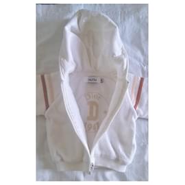 Baby Dior-vest 6 months in white fleece with colored facings-Brown,White,Peach,Light brown,Caramel,Chocolate