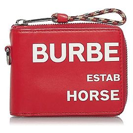 Burberry Horseferry Print Leather Zip Wallet Red