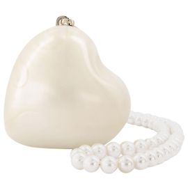 Simone Rocha Pulseira de micro coração com pulseira de couro/pérola Branco
