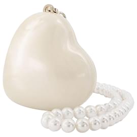 Simone Rocha-Mikro-Herzarmband mit Leder-/Perlenband-Weiß