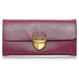 Prada-Saffiano Long Wallet-Purple