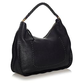 Fendi-Sac à bandoulière en cuir Selleria-Noir