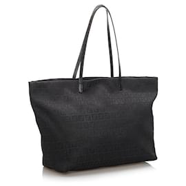 Fendi-Zucchino Roll Tote Bag-Black