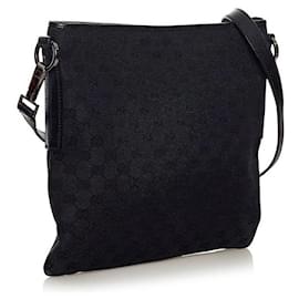 Gucci-GG Canvas Flat Messenger Bag-Black