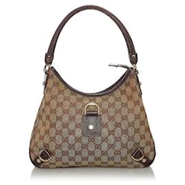Gucci-GG Canvas Abbey D Ring Hobo Bag-Brown