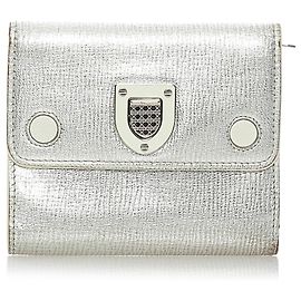 Dior Silver Diorama Leather Small Wallet Silvery
