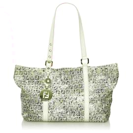 Fendi-Fendi White Zucchino Floral Forever Tote Bag-White,Multiple colors