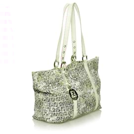 Fendi-Fendi White Zucchino Floral Forever Tote Bag-White,Multiple colors
