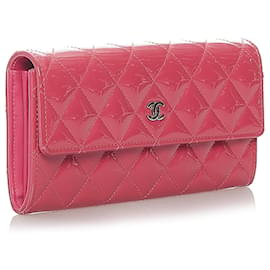Chanel-Chanel Red CC Timeless Patent Long Wallet-Red