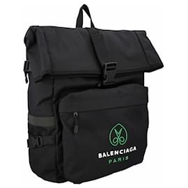 Balenciaga-Balenciaga Men Logo Print Backpack in Black Nylon-Black