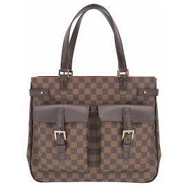 Sac cabas Louis Vuitton Uzes avec poches avant en damier ébène Marron