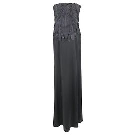 Alberta Ferretti vestido de noite tomara que caia em tule preto e cetim Preto