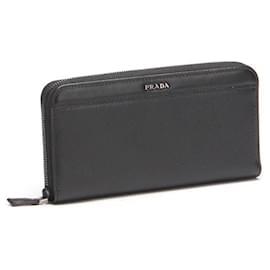 Prada-Leather Zippy Long Wallet-Black