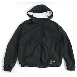 Fendi-Fendi FAA817 Zucca/sideline logo mesh reversible hooded blouson jacket black and white 46-Black,White