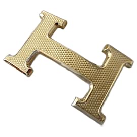 Hermès-hemres belt buckle 5382 guilloché gold metal 32MM-Gold hardware
