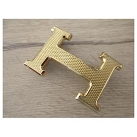 Hermès-hemres belt buckle 5382 guilloché gold metal 32MM-Gold hardware