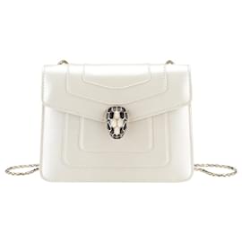 Bulgari-BVLGARI SERPENTI FOREVER FLAP  BORSA A TRACOLLA WHITE AGATE COLOR-Bianco