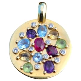Autre Marque-Round gemstone pendant-Multiple colors
