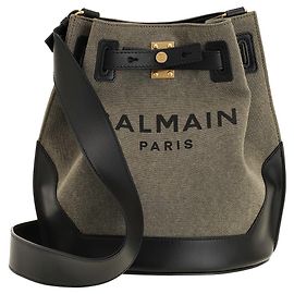 Balmain B-Army Borsa Secchiello Tela Pelle Nero Cachi