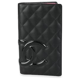 Chanel-Chanel Black Quilted calf leather & Patent Leather Cambon Ligne Yen Wallet-Black