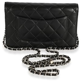 Chanel-Chanel Black Quilted Lambskin Wallet On Chain-Black