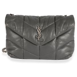 Bolsa de brinquedos Saint Laurent Grey acolchoada de pele de cordeiro Loulou Cinza