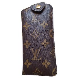 Louis Vuitton Custodia per gli occhiali Beige Marrone scuro