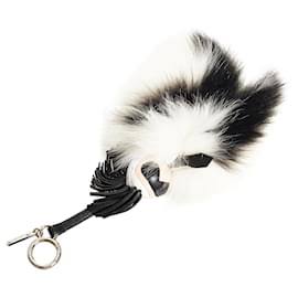 Fendi-Fendi White Super Karlito Fur Bag Charm-Black,White