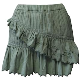 LoveShackFancy-Love Shack Fancy Ruffled Mini Skirt in Green Cotton -Green