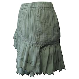 LoveShackFancy-Love Shack Fancy Ruffled Mini Skirt in Green Cotton -Green