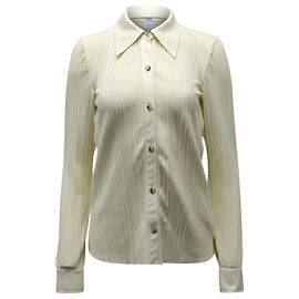 Anine Bing Nuri Plissee-Hemd aus cremefarbenem Polyester Weiß Roh