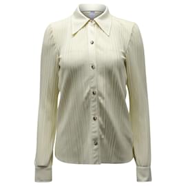 Anine Bing-Anine Bing Nuri Pleated Shirt in Cream Polyester-White,Cream