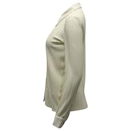 Anine Bing-Anine Bing Nuri Camisa plissada em poliéster creme-Branco,Cru