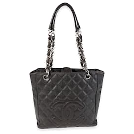 Chanel-Chanel Chocolate Brown Quilted Caviar Petite Shopping Tote-Brown