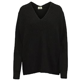 Acne-Maglia Acne Studios Keborah Scollo V in Lana Nera-Nero