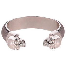 Pulseira de caveira dupla Alexander McQueen em metal cinza Cinza