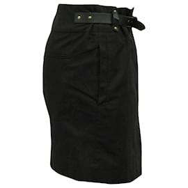 Isabel Marant-Isabel Marant Wrap Skirt with Belt in Black Cotton -Black