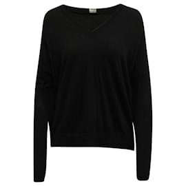 Acne-Acne Studios V-neck Sweater in Black Merino Wool-Black