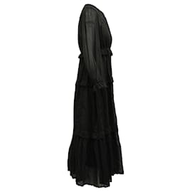 Isabel Marant-Isabel Marant Etoile Aboni Embroidered Dress in Black Cotton-Black