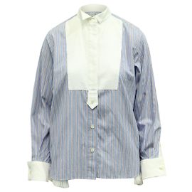 Gestreiftes Sacai-Hemd aus blauer und weißer Baumwolle Blau