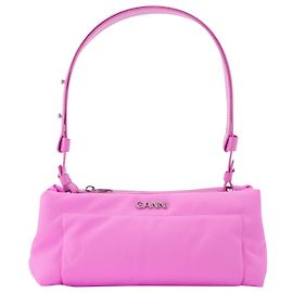Ganni Borsa Baguette in Pelle Rosa Rosa