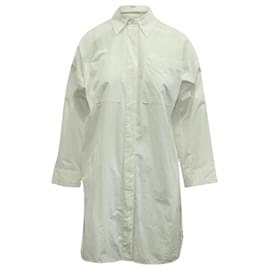 Acne-Acne Studios Robe Chemise Oversize en Coton Blanc-Blanc