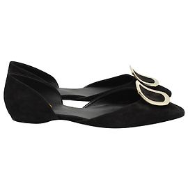 Roger Vivier Sexy Choc d'Orsay Flats in Black Suede Black