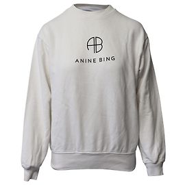 Anine Bing Logo-Sweatshirt aus weißer Baumwolle Weiß