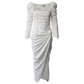 Khaite-Khaite Shawna Vestido Maxi Ruched em Acetato Branco-Branco