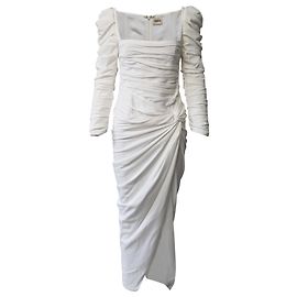 Robe Longue Khaite Shawna Ruched en Acétate Blanc Blanc